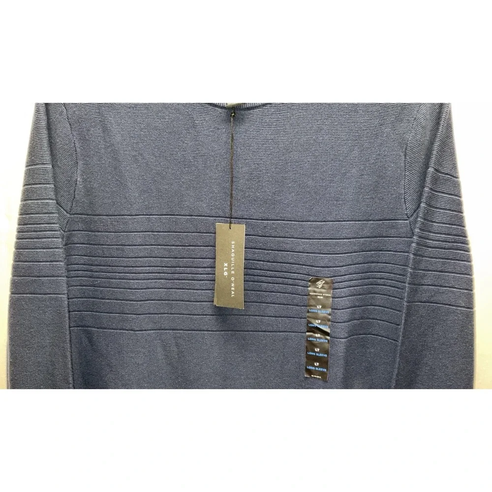 NWT‎ Men's Shaquille O'Neal Big & Tall Crew Neck Sweater Navy Blue XLT
